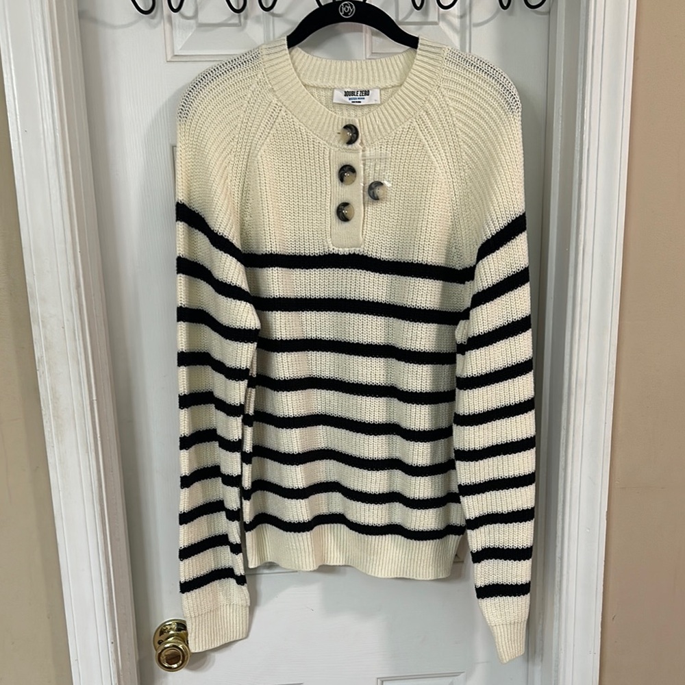 Double Zero Cream and Black Striped Sweater